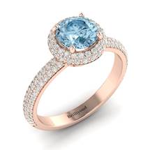 Aquamarine Rose Gold Halo Engagement Ring Whirlpool