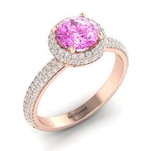 Pink Sapphire Rose Gold Halo Engagement Ring Whirlpool