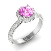 Pink Sapphire White Gold Halo Engagement Ring Whirlpool