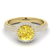 Yellow Sapphire Yellow Gold Halo Engagement Ring Whirlpool