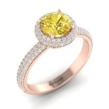 Yellow Sapphire Rose Gold Halo Engagement Ring Whirlpool