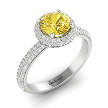 Yellow Sapphire White Gold Halo Engagement Ring Whirlpool