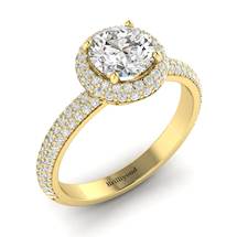 White Sapphire Yellow Gold Halo Engagement Ring Whirlpool