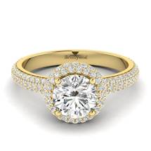 White Sapphire Yellow Gold Halo Engagement Ring Whirlpool
