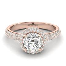 6.5mm White Sapphire and 122 Diamonds on 18k Rose Gold Band