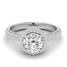 White Sapphire White Gold Halo Engagement Ring Whirlpool