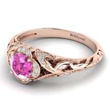 Pink Sapphire Rose Gold Vintage Engagement Ring Country Road