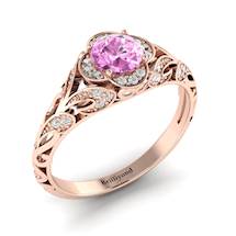 Pink Sapphire Rose Gold Vintage Engagement Ring Country Road