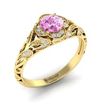 Pink Sapphire Yellow Gold Vintage Engagement Ring Country Road