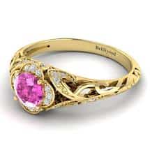 Pink Sapphire Yellow Gold Vintage Engagement Ring Country Road