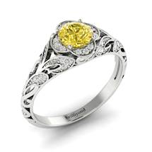 Yellow Sapphire White Gold Vintage Engagement Ring Country Road