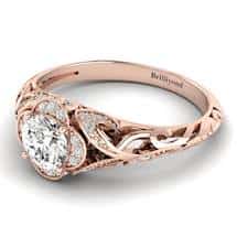White Sapphire Rose Gold Vintage Engagement Ring Country Road
