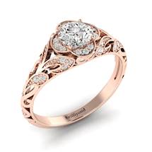 White Sapphire Rose Gold Vintage Engagement Ring Country Road