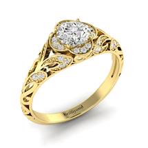 White Sapphire Yellow Gold Vintage Engagement Ring Country Road