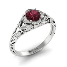 Garnet Ring White Gold Vintage Country Road