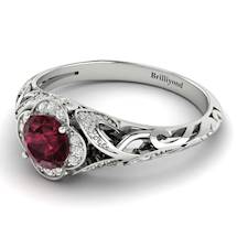 Garnet Ring White Gold Vintage Country Road