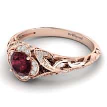 Garnet Ring Rose Gold Vintage Country Road