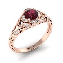 Garnet Ring Rose Gold Vintage Country Road