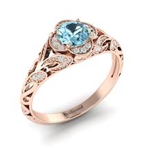 Aquamarine Rose Gold Vintage Engagement Ring Country Road