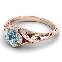 Aquamarine Rose Gold Vintage Engagement Ring Country Road