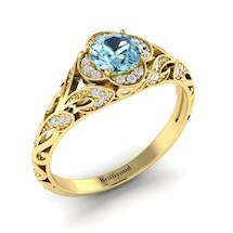 Aquamarine Yellow Gold Vintage Engagement Ring Country Road