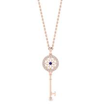 Blue Sapphire Rose Gold Key Necklace Vortex