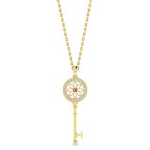 Pink Sapphire Yellow Gold Key Necklace Vortex