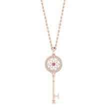 Pink Sapphire Rose Gold Key Necklace Vortex