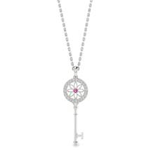 Pink Sapphire White Gold Key Necklace Vortex