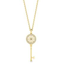 White Sapphire Yellow Gold Key Necklace Vortex