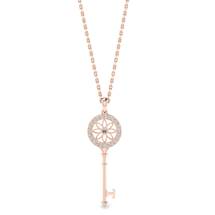 White Sapphire Rose Gold Key Necklace Vortex