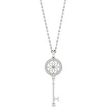White Sapphire White Gold Key Necklace Vortex