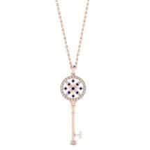 Blue Sapphire Rose Gold Key Necklace Nexus
