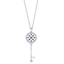Blue Sapphire White Gold Key Necklace Nexus