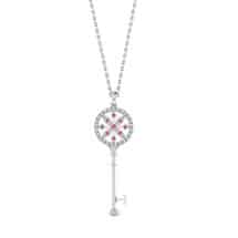 Pink Sapphire White Gold Key Necklace Nexus