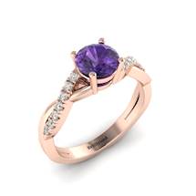 Amethyst Rose Gold Round Engagement Ring Novia