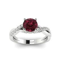 Garnet Ring White Gold Round Novia
