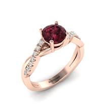 Garnet Ring Rose Gold Round Novia