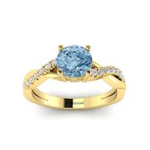 Aquamarine Yellow Gold Round Engagement Ring Novia