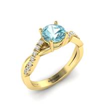 Aquamarine Yellow Gold Round Engagement Ring Novia