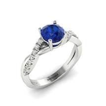 Blue Sapphire White Gold Round Engagement Ring Novia