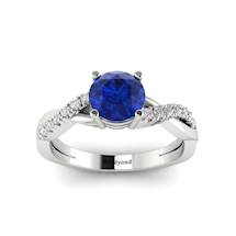 Blue Sapphire White Gold Round Engagement Ring Novia
