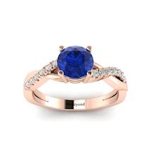 Blue Sapphire Rose Gold Round Engagement Ring Novia