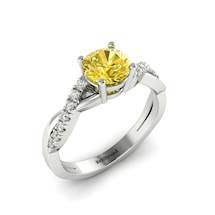 Yellow Sapphire White Gold Round Engagement Ring Novia