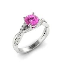 Pink Sapphire White Gold Round Engagement Ring Novia