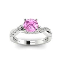 Pink Sapphire White Gold Round Engagement Ring Novia