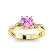 Pink Sapphire Yellow Gold Round Engagement Ring Novia