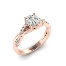 White Sapphire Rose Gold Round Engagement Ring Novia