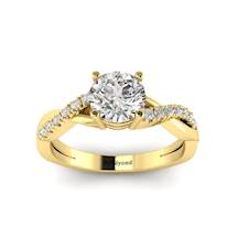 White Sapphire Yellow Gold Round Engagement Ring Novia