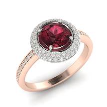 Genuine Accented Ruby Halo Engagement Ring by Brilliyond